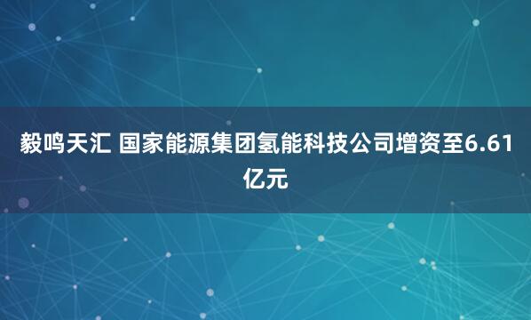 毅鸣天汇 国家能源集团氢能科技公司增资至6.61亿元