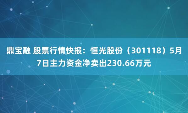 鼎宝融 股票行情快报：恒光股份（301118）5月7日主力资金净卖出230.66万元