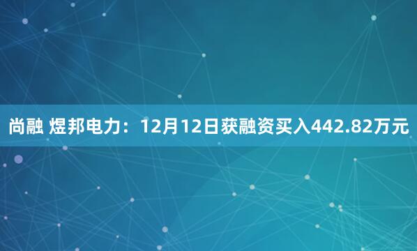 尚融 煜邦电力：12月12日获融资买入442.82万元